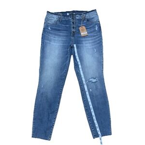 KUT from the Kloth Connie High Rise Ankle Skinny Raw Edge Waist Jeans 14 NWT